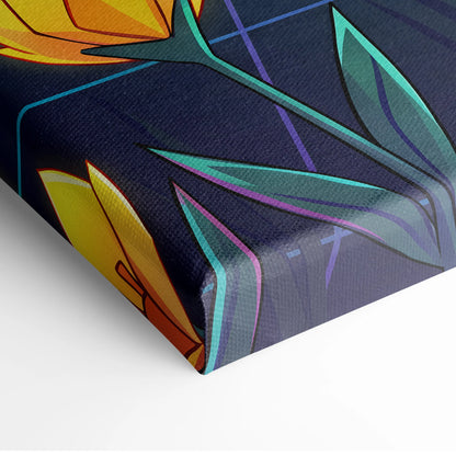Neon Aurora Villa Vaporwave Canvas - Vaporwave Landscape Neon Green Purple Living Room Wall Art Dreamy Mood Vaporwave