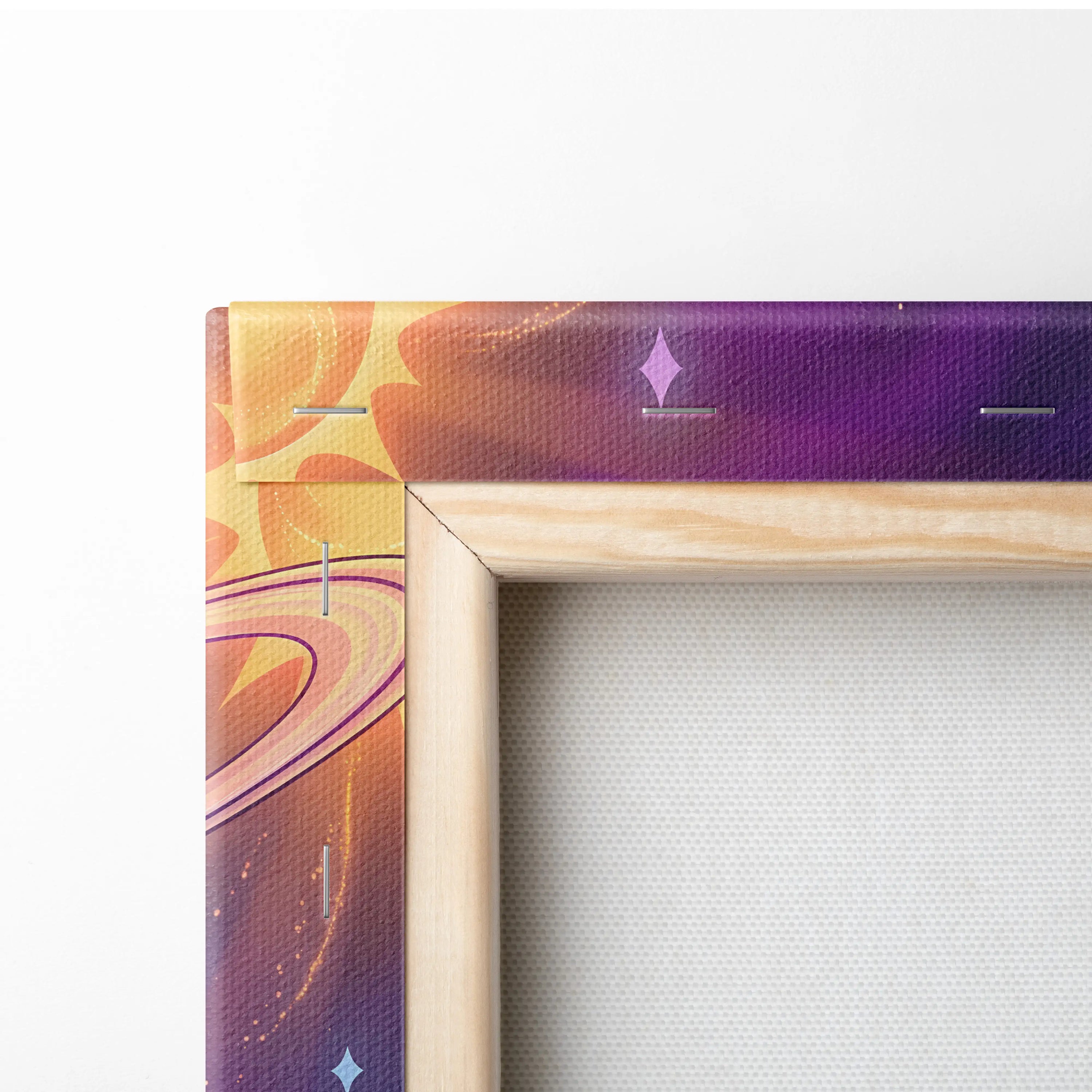 Neon Vaporwave Cosmos Canvas - Space Planets Neon Purple Blue Living Room Vaporwave Dreamy Mood Retro Wall Art Canvas