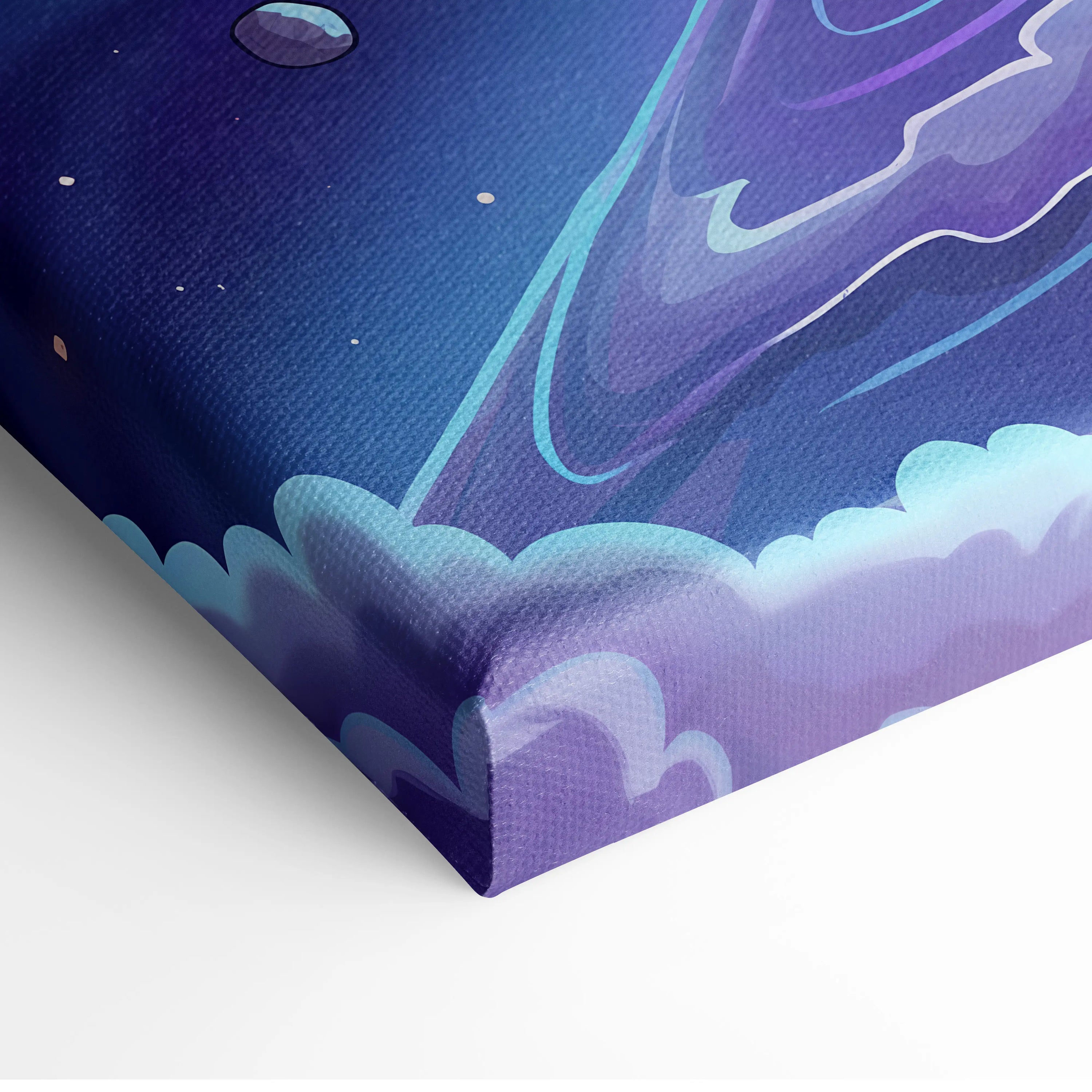 Neon Vaporwave Cosmos Canvas - Space Planets Neon Purple Blue Living Room Vaporwave Dreamy Mood Retro Wall Art Canvas