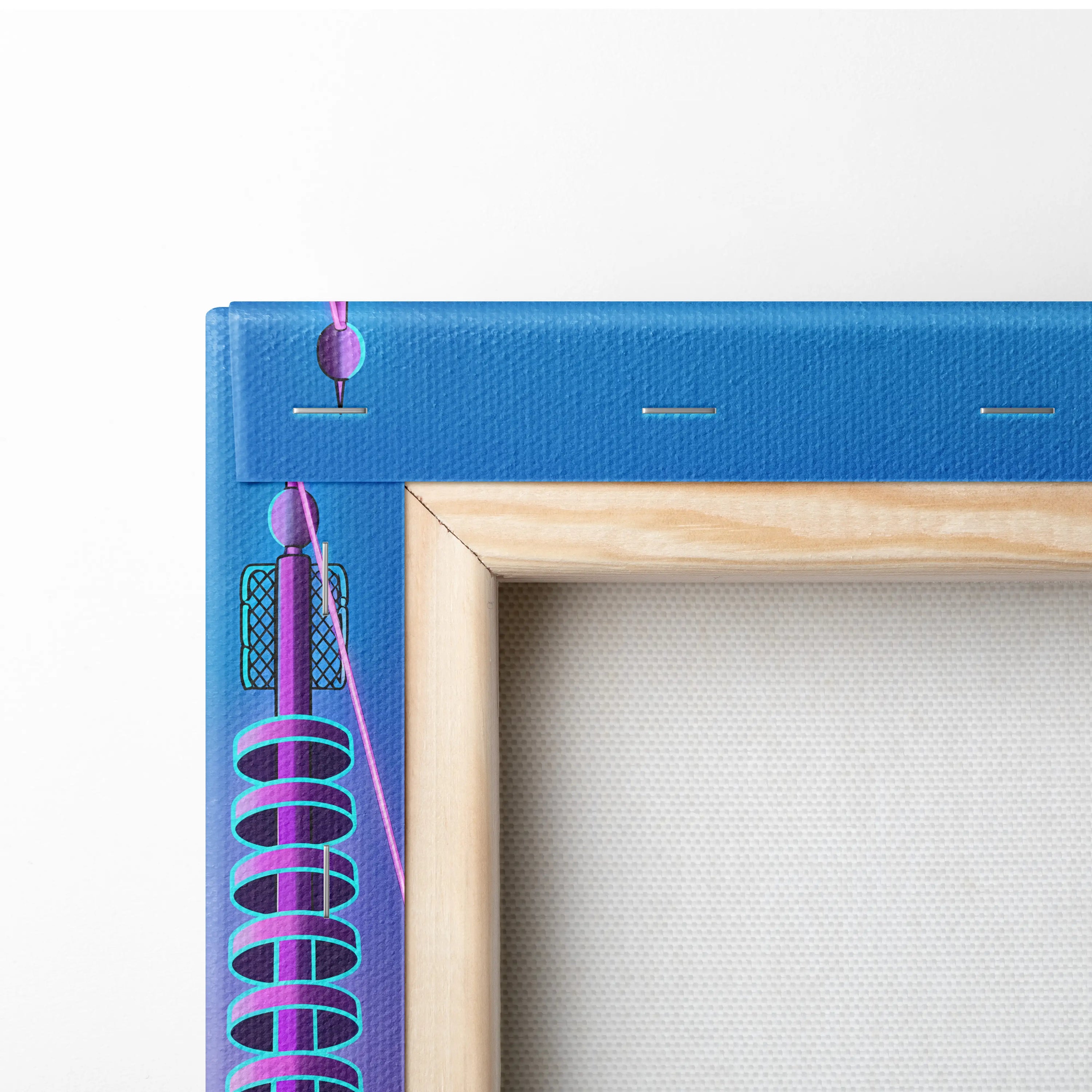 Neon Vapor Pagoda Sunset - Pagoda Neon Sunset Blue Living Room Vaporwave Dreamy Mood Neon City Wall Art Canvas