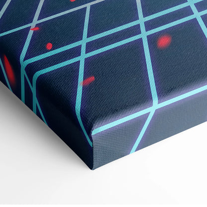 Neon Samurai Vaporwave Canvas - Samurai Neon Blue Pink Living Room Vaporwave Moody Neon Retro Futurist Wall Art Canvas