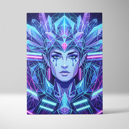 Neon Goddess Vaporwave Canvas - Goddess Neon Portrait Living Room Wall Art Vaporwave Dreamy Synthwave Neon Canvas Print