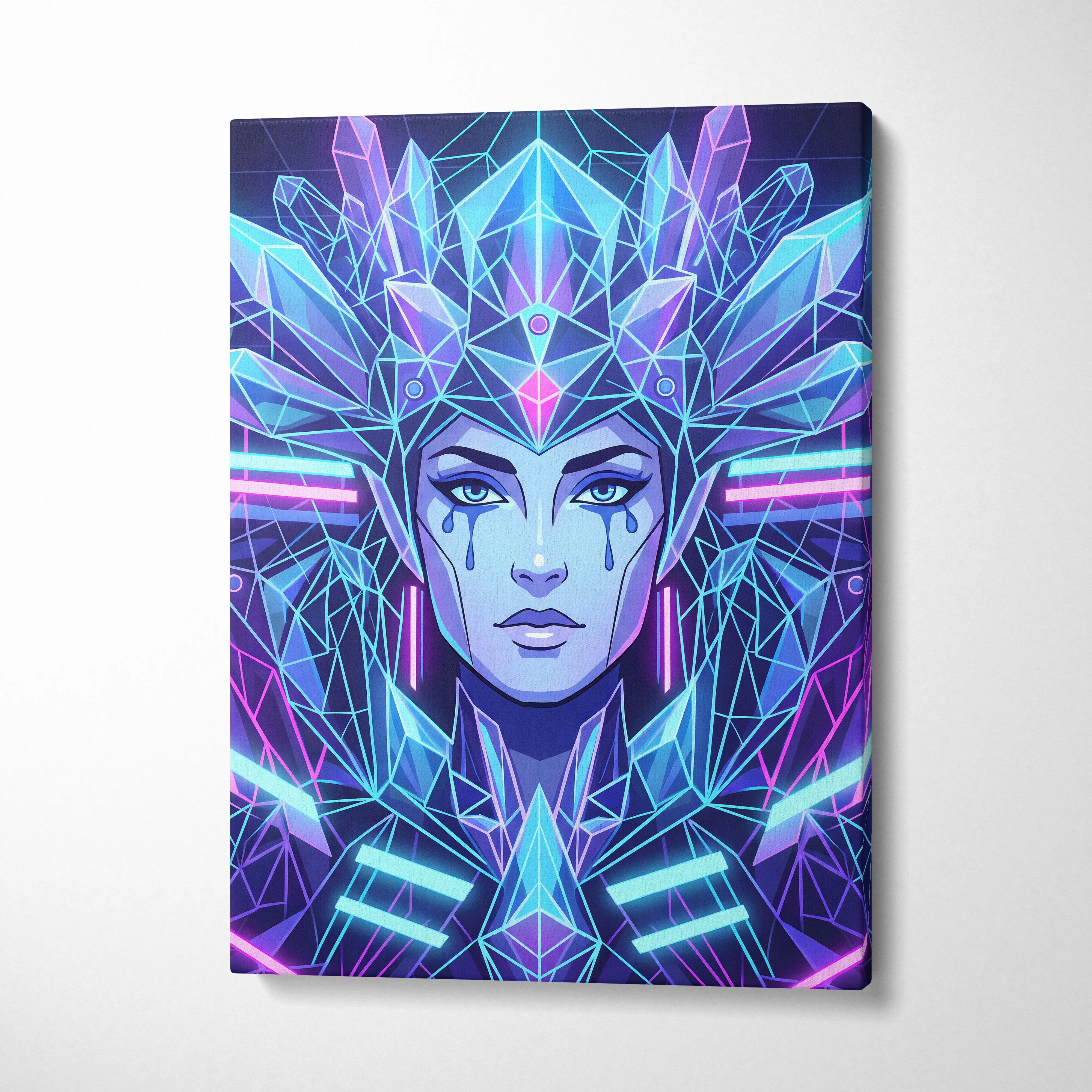 Neon Goddess Vaporwave Canvas - Goddess Neon Portrait Living Room Wall Art Vaporwave Dreamy Synthwave Neon Canvas Print