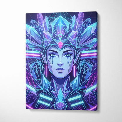 Neon Goddess Vaporwave Canvas - Goddess Neon Portrait Living Room Wall Art Vaporwave Dreamy Synthwave Neon Canvas Print