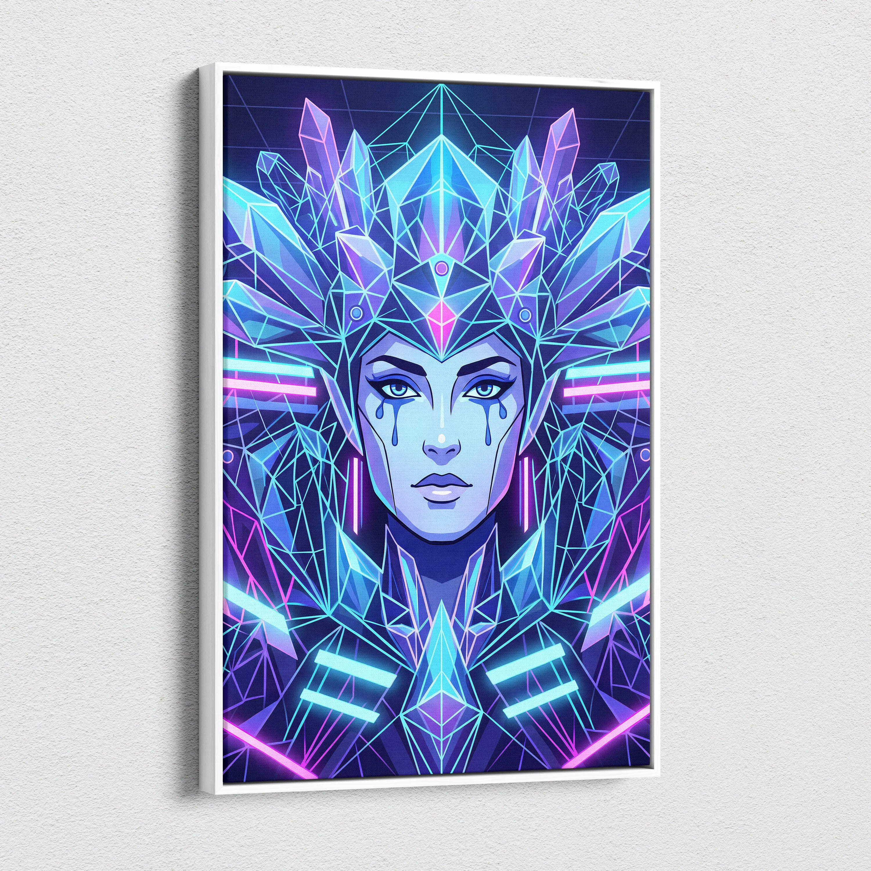 Neon Goddess Vaporwave Canvas - Goddess Neon Portrait Living Room Wall Art Vaporwave Dreamy Synthwave Neon Canvas Print