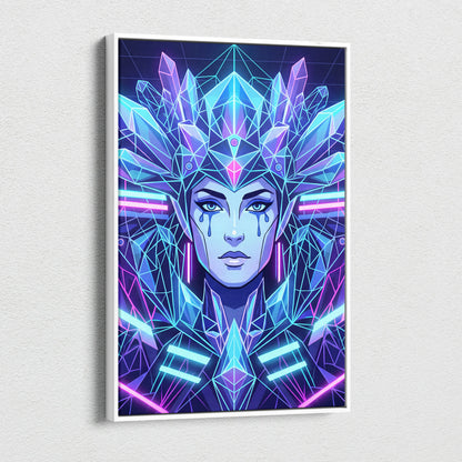 Neon Goddess Vaporwave Canvas - Goddess Neon Portrait Living Room Wall Art Vaporwave Dreamy Synthwave Neon Canvas Print