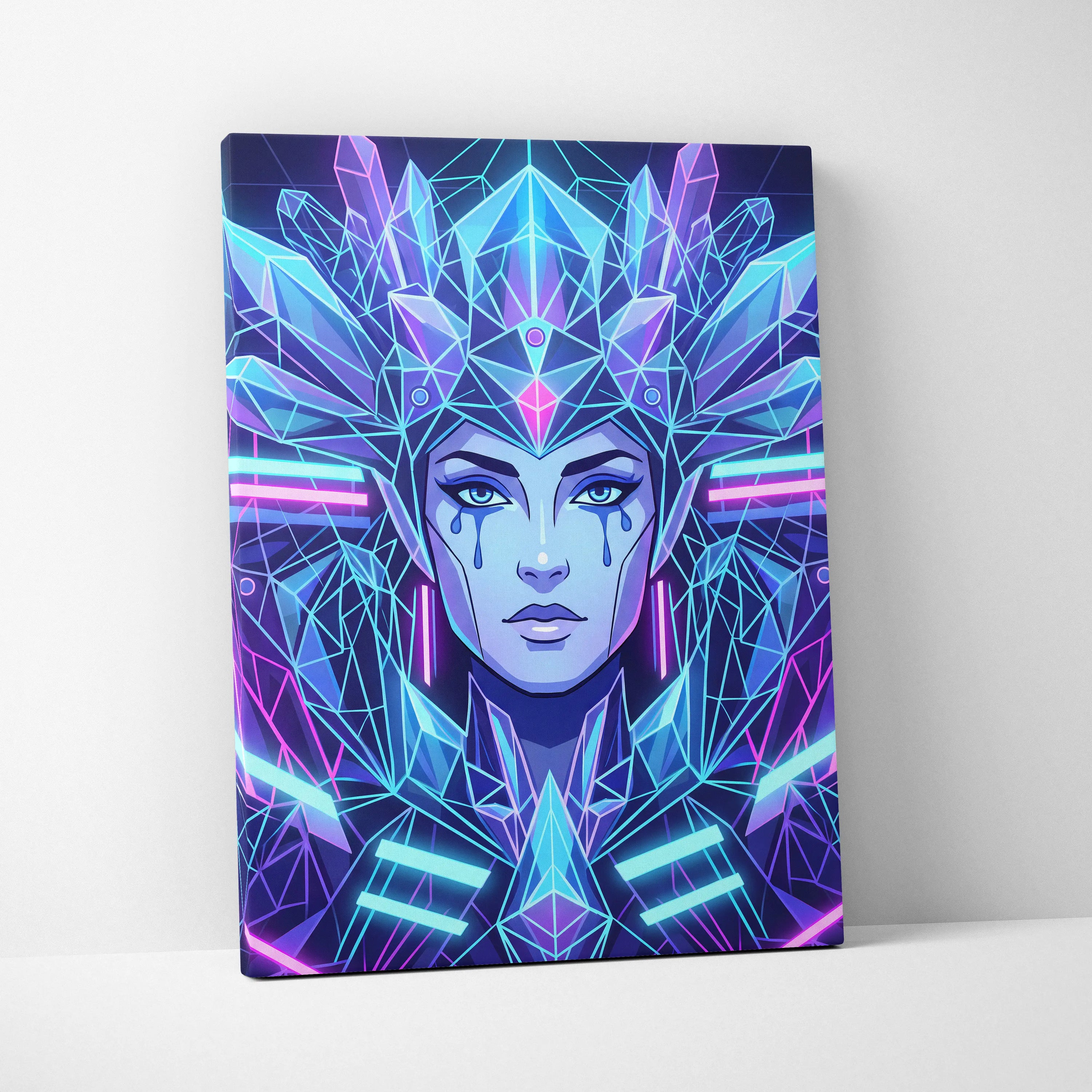 Neon Goddess Vaporwave Canvas - Goddess Neon Portrait Living Room Wall Art Vaporwave Dreamy Synthwave Neon Canvas Print
