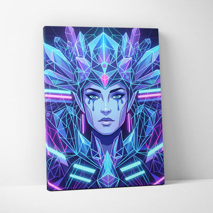 Neon Goddess Vaporwave Canvas - Goddess Neon Portrait Living Room Wall Art Vaporwave Dreamy Synthwave Neon Canvas Print