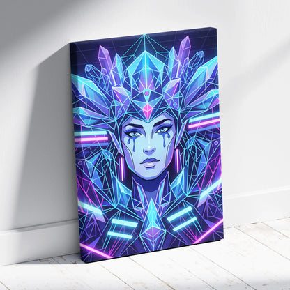 Neon Goddess Vaporwave Canvas - Goddess Neon Portrait Living Room Wall Art Vaporwave Dreamy Synthwave Neon Canvas Print