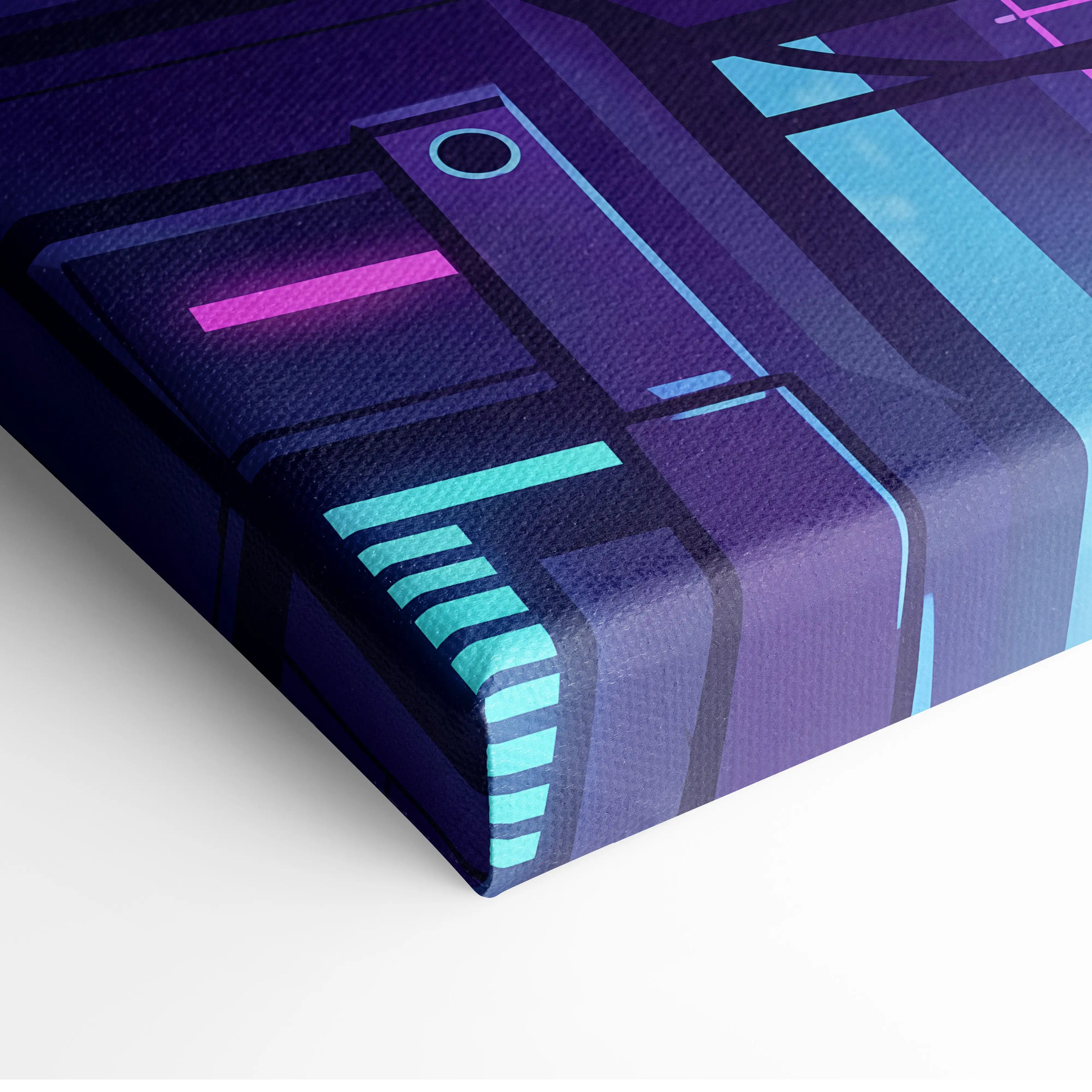 Vaporwave Neon Fantasy Canvas - Vaporwave Scene Neon Purple Blue Living Room Retro-Futurism Moody Neon Wall Art Canvas