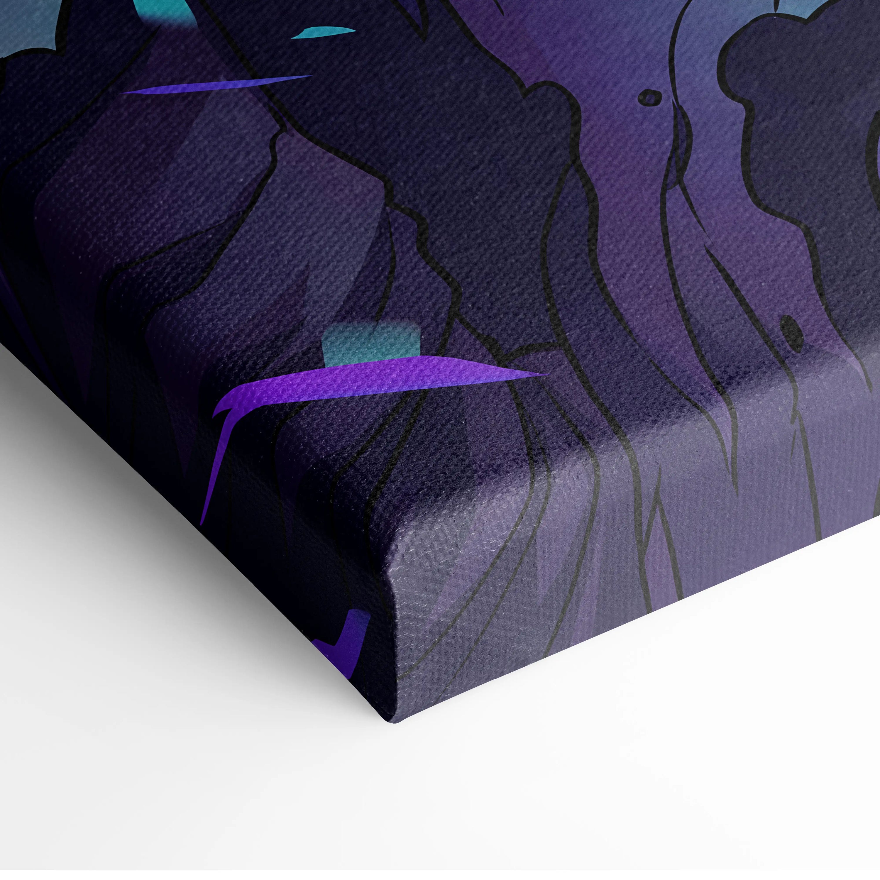 Neon Vaporwave Canvas Fantasy - Vaporwave Neon Cyan Living Room Synthwave Dreamy Nostalgic Cyberpunk Wall Art Canvas