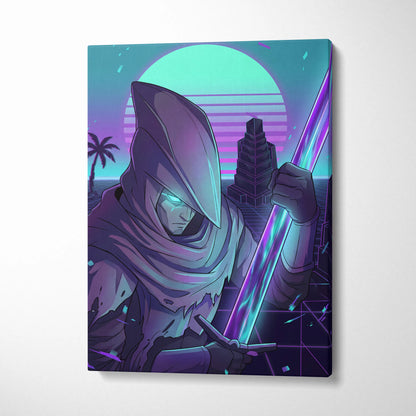 Neon Vaporwave Canvas Fantasy - Vaporwave Neon Cyan Living Room Synthwave Dreamy Nostalgic Cyberpunk Wall Art Canvas