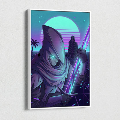 Neon Vaporwave Canvas Fantasy - Vaporwave Neon Cyan Living Room Synthwave Dreamy Nostalgic Cyberpunk Wall Art Canvas