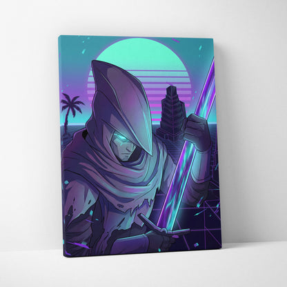 Neon Vaporwave Canvas Fantasy - Vaporwave Neon Cyan Living Room Synthwave Dreamy Nostalgic Cyberpunk Wall Art Canvas