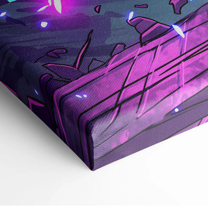 Vaporwave Neon Warrior Canvas - Vaporwave Warrior Purple Teal Art Retro Futurism Dreamy Neon Canvas Cyberpunk