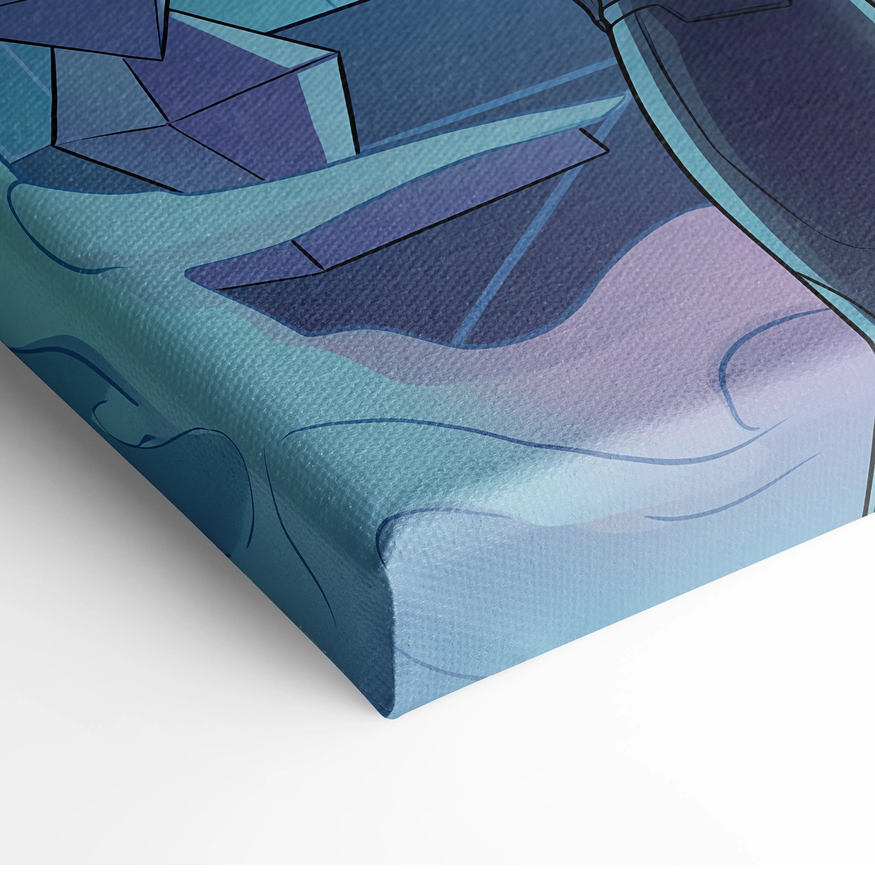 Vaporfantasy Neon City Warrior - Cyberpunk Neon Blues Living Room Vaporwave Dreamy Neon Mood, Cyberpunk Art, Canvas