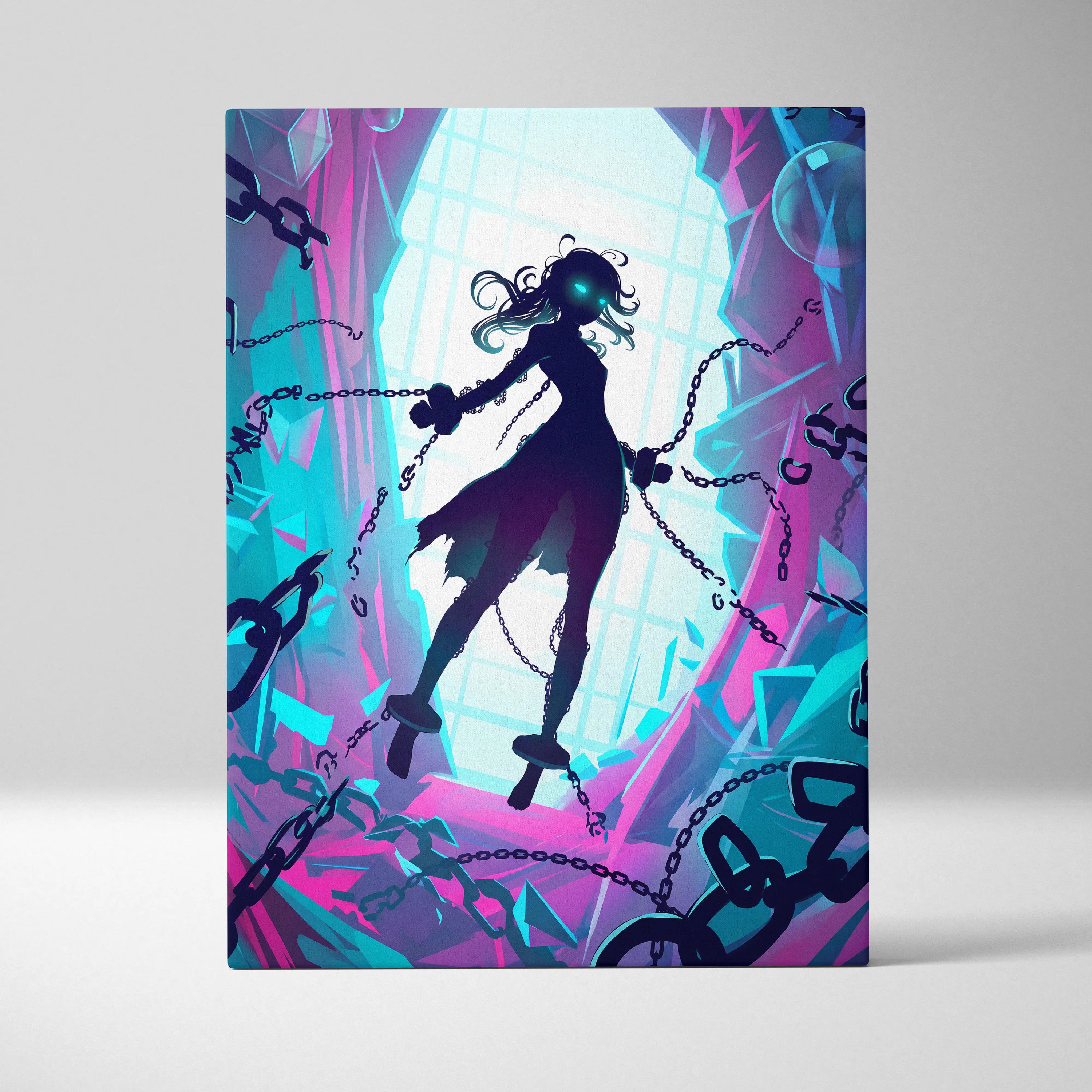 Vaporwave Neon Fantasy Canvas - Vaporwave Neon Blues Pink Purple Living Room Decor Moody Surreal Gallery Art Canvas
