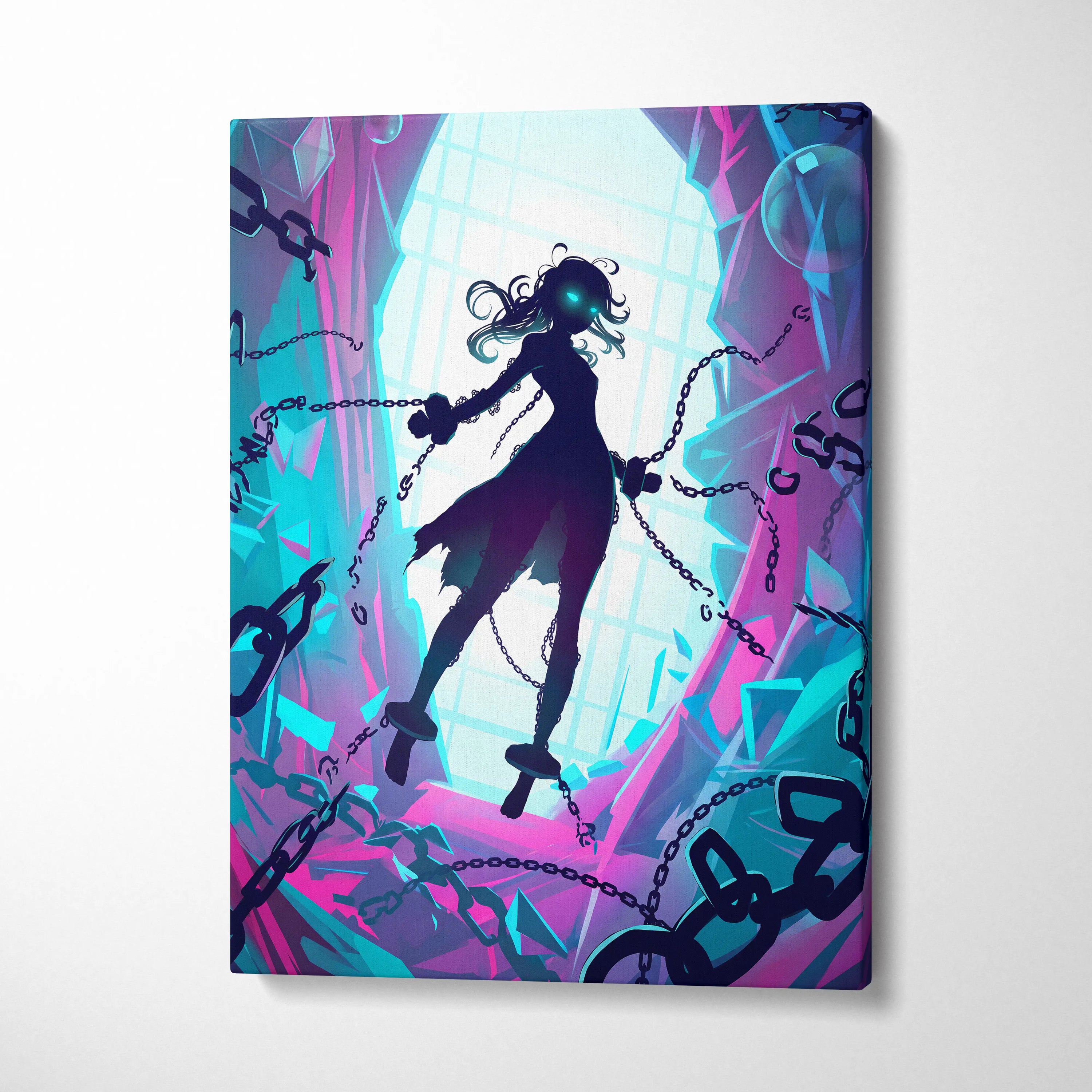 Vaporwave Neon Fantasy Canvas - Vaporwave Neon Blues Pink Purple Living Room Decor Moody Surreal Gallery Art Canvas