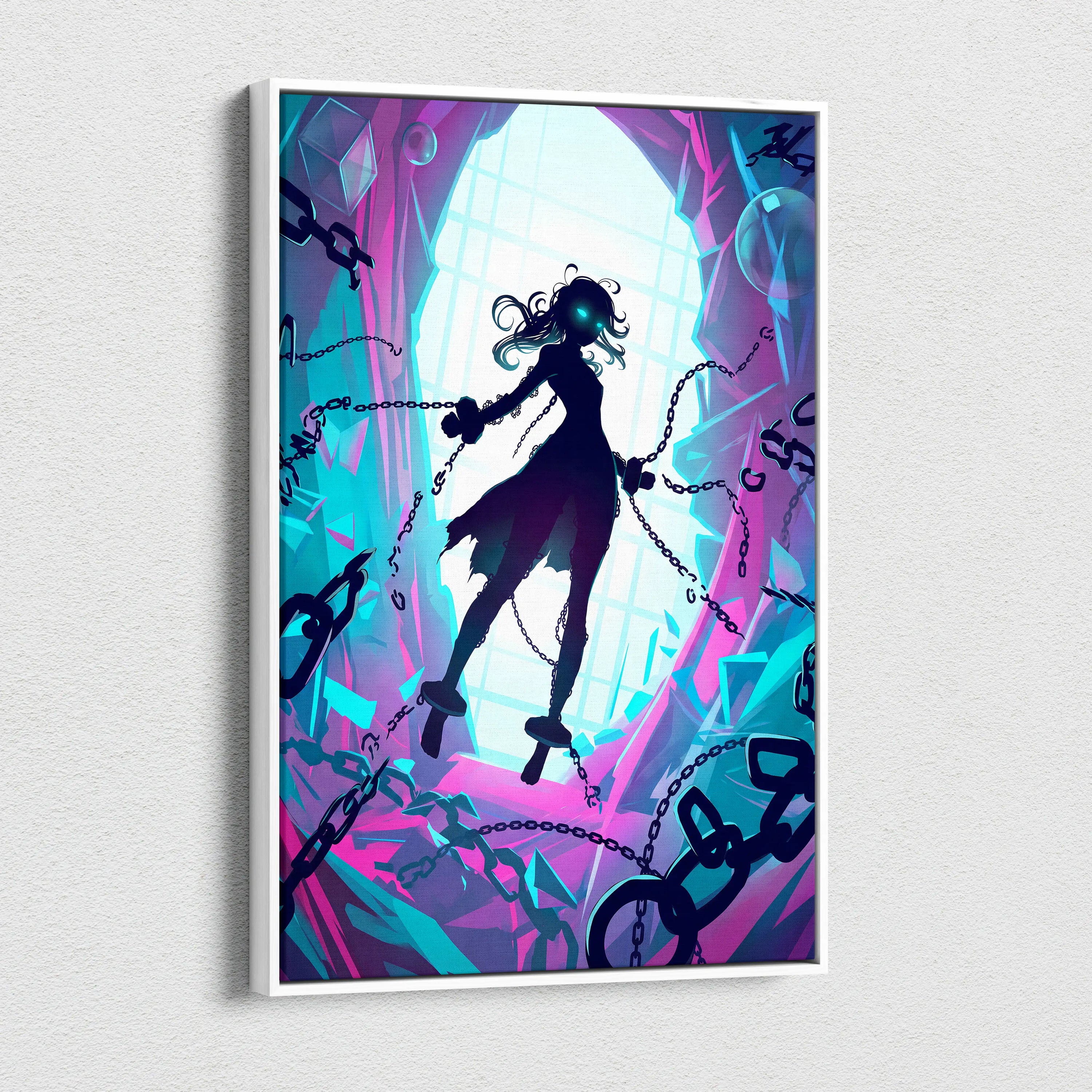 Vaporwave Neon Fantasy Canvas - Vaporwave Neon Blues Pink Purple Living Room Decor Moody Surreal Gallery Art Canvas