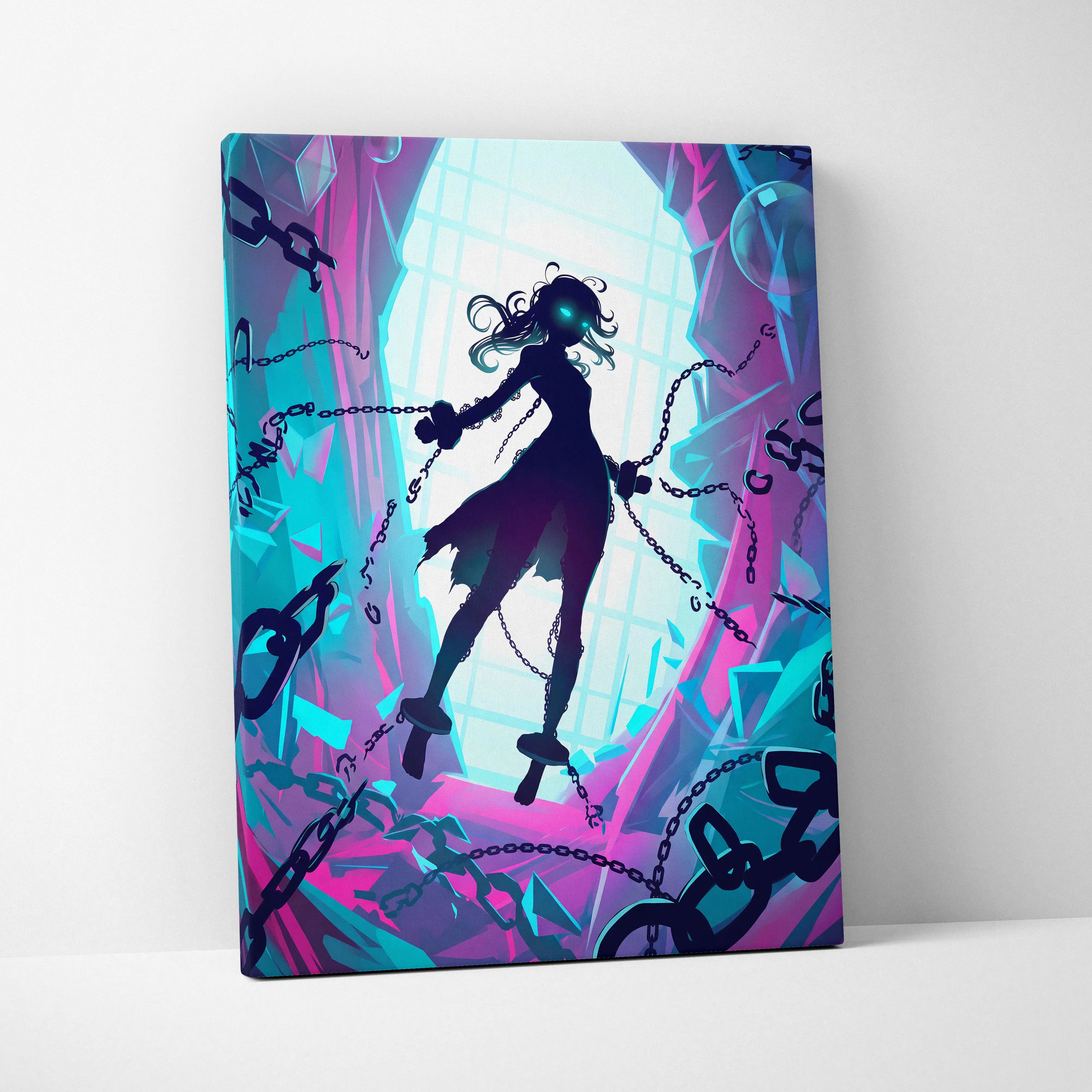 Vaporwave Neon Fantasy Canvas - Vaporwave Neon Blues Pink Purple Living Room Decor Moody Surreal Gallery Art Canvas