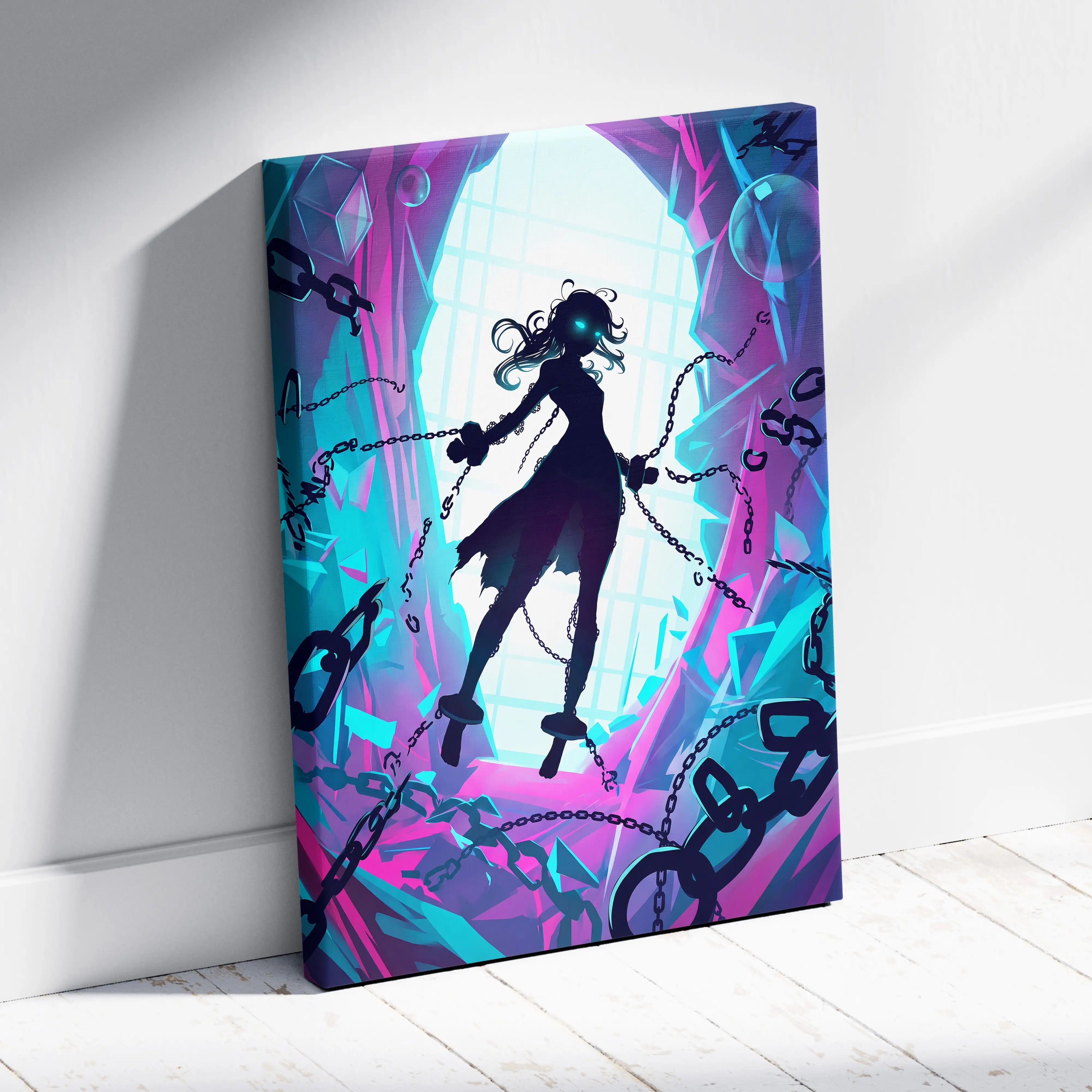 Vaporwave Neon Fantasy Canvas - Vaporwave Neon Blues Pink Purple Living Room Decor Moody Surreal Gallery Art Canvas