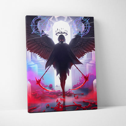Neon Winged Vaporwave Canvas - Winged Neon Pink Blue Living Room Vaporwave Mystical Mood Retro Futurism Canvas