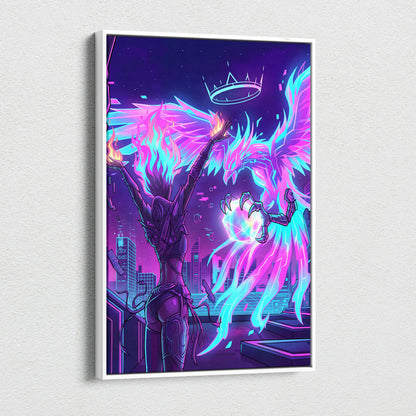 Vaporwave Crown Neon Canvas - Vaporwave Neon Canvas Wall Decor Retro Futurism Dreamy Surreal Atmosphere Synthwave Canvas
