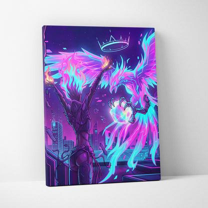 Vaporwave Crown Neon Canvas - Vaporwave Neon Canvas Wall Decor Retro Futurism Dreamy Surreal Atmosphere Synthwave Canvas