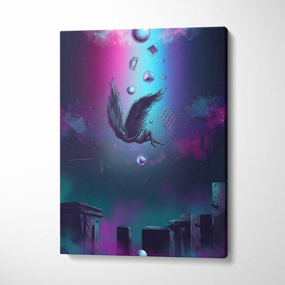 Vaporwave Fantasy Neon Canvas - Vaporwave Art Neon Pink Blue Purple Living Room Surrealism Dreamy Neon Canvas Wall Art