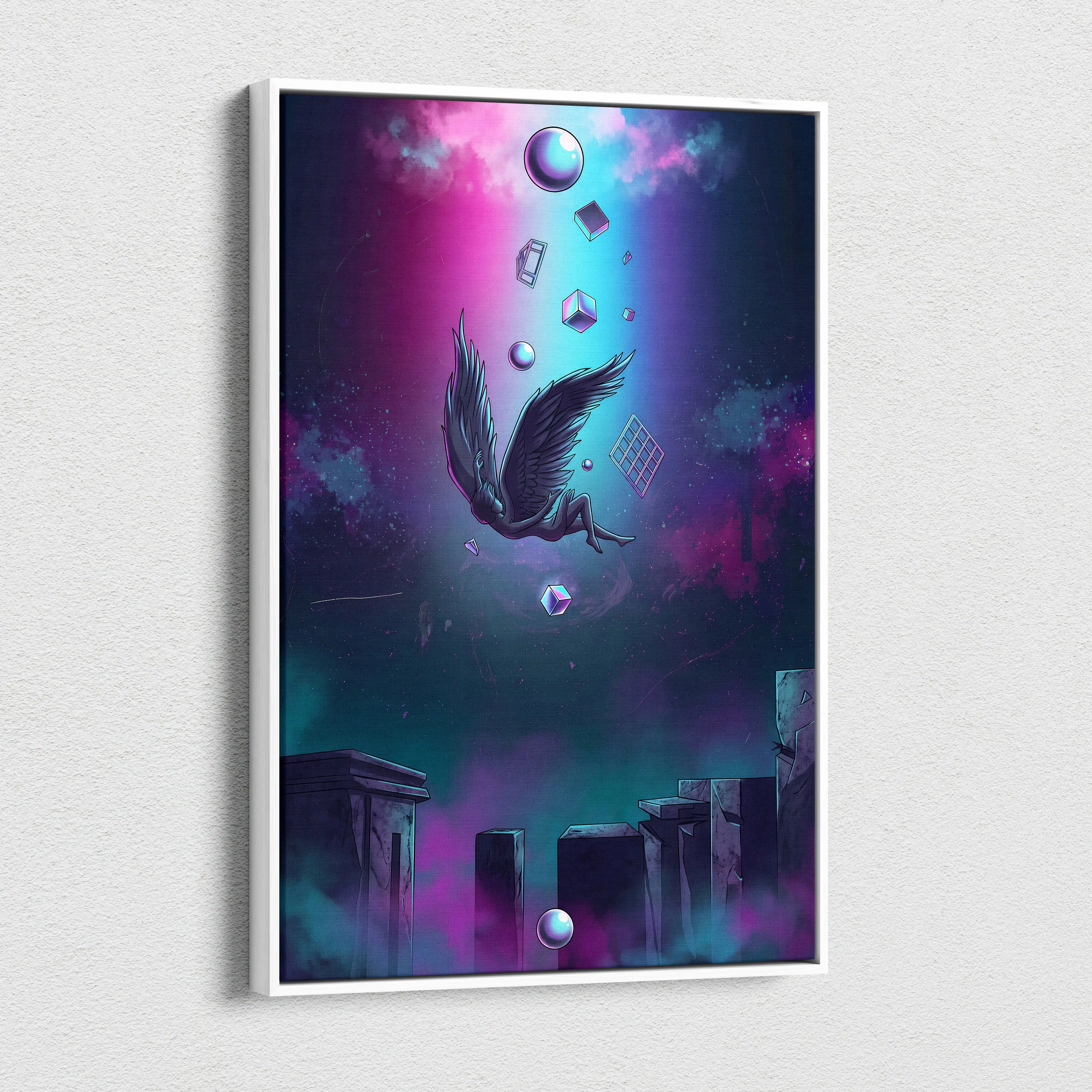 Vaporwave Fantasy Neon Canvas - Vaporwave Art Neon Pink Blue Purple Living Room Surrealism Dreamy Neon Canvas Wall Art
