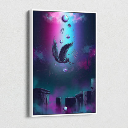 Vaporwave Fantasy Neon Canvas - Vaporwave Art Neon Pink Blue Purple Living Room Surrealism Dreamy Neon Canvas Wall Art