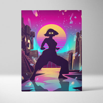 Vaporwave Neon Silhouette Canvas - Silhouette Neon Sunset Purple Living Room Vaporwave Dreamy Retro Neon Vaporwave Canvas