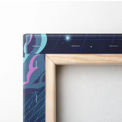 Vaporwave Neon Dreamscape Canvas - Vaporwave Scene Neon Blues Pink Living Room Dreamy Nostalgia NeoRetro Futurism Poster
