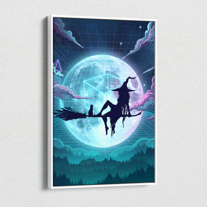 Vaporwave Neon Dreamscape Canvas - Vaporwave Scene Neon Blues Pink Living Room Dreamy Nostalgia NeoRetro Futurism Poster