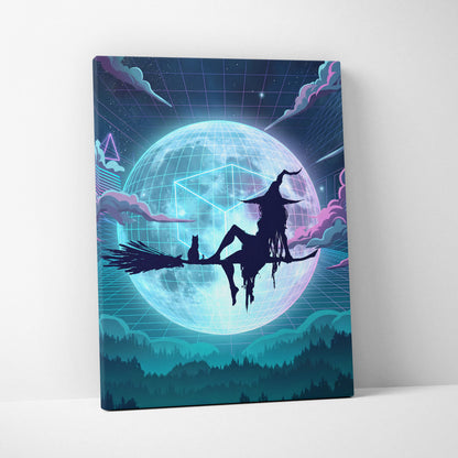 Vaporwave Neon Dreamscape Canvas - Vaporwave Scene Neon Blues Pink Living Room Dreamy Nostalgia NeoRetro Futurism Poster