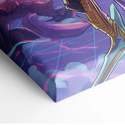 Vaporwave Fantasy Dragons Canvas - Dragons Neon Pink Purple Blue Vaporwave Dreamy Mood Nostalgia Decor Vaporwave Canvas