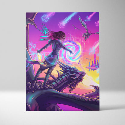 Vaporwave Neon Fantasy Canvas - Vaporwave Canvas Neon Pink Purple For Living Room Dreamscape Mystical Mood Canvas