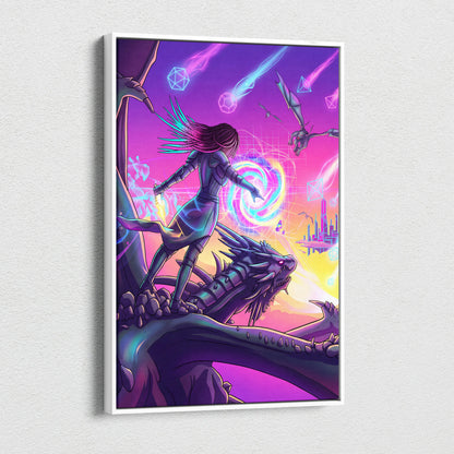 Vaporwave Neon Fantasy Canvas - Vaporwave Canvas Neon Pink Purple For Living Room Dreamscape Mystical Mood Canvas