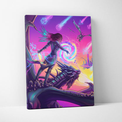 Vaporwave Neon Fantasy Canvas - Vaporwave Canvas Neon Pink Purple For Living Room Dreamscape Mystical Mood Canvas
