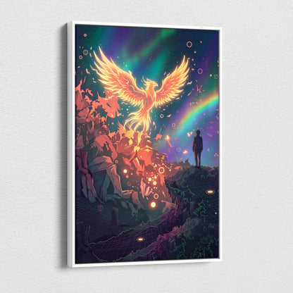Vaporwave Phoenix Neon Canvas - Phoenix Neon Pink Purple Room Vaporwave Dreamy Neon Retro Synthwave Wall Art Canvas