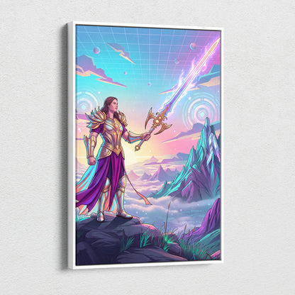 Vaporwave Dream Armor Neon Canvas - Vaporwave Fantasy Neon Armor Canvas Mystical Mood Neon Retro Wall Art Canvas