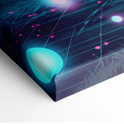 Vaporwave Neon Dream Canvas - Vaporwave Neon Pink Blue Living Room Retro Futurist Dreamy Cyberpunk Wall Art Canvas