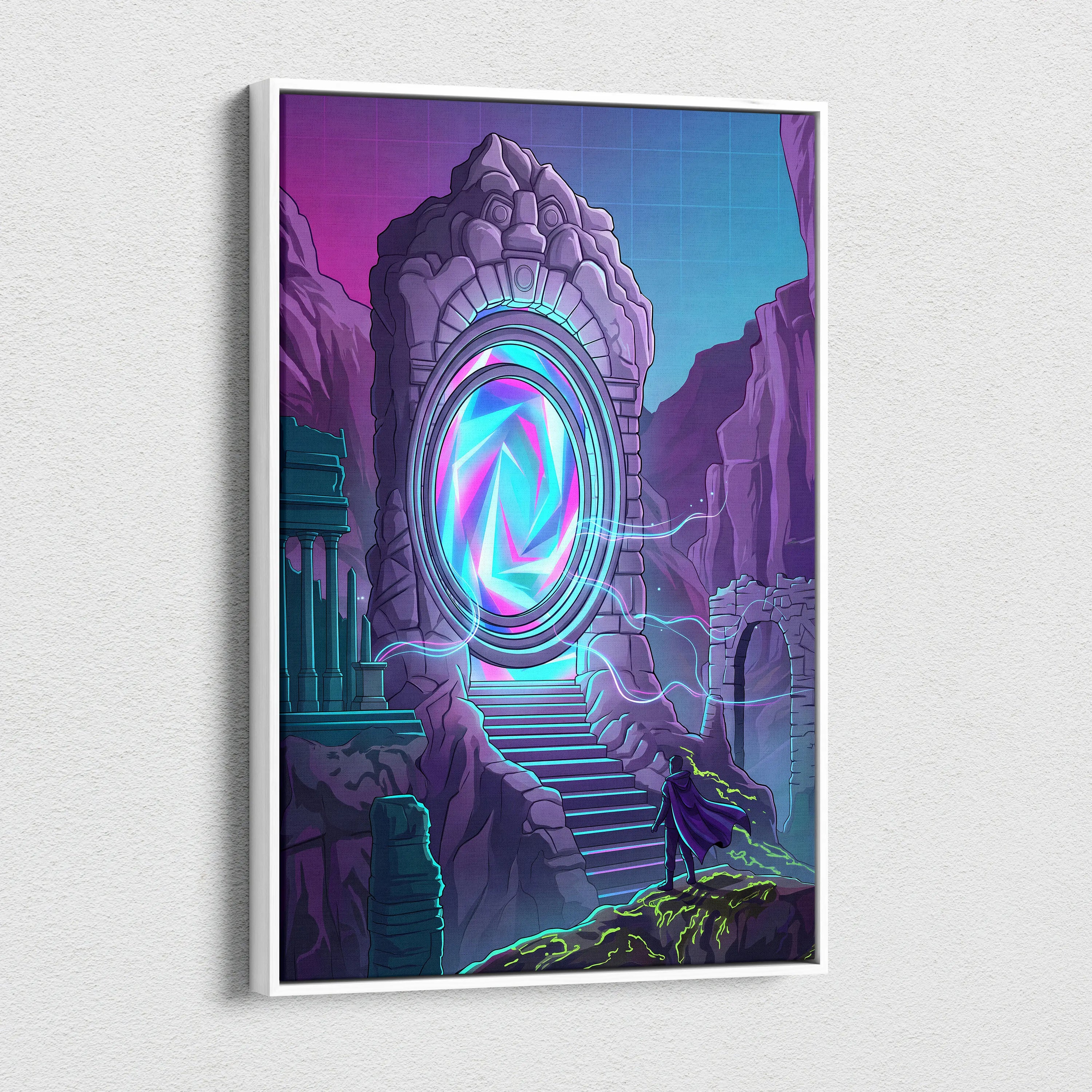 Vaporwave Portal Neon Canvas - Portal Neon Vaporwave Canvas Living Room Dreamy Mood Neon Retro Vaporwave Canvas