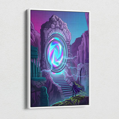 Vaporwave Portal Neon Canvas - Portal Neon Vaporwave Canvas Living Room Dreamy Mood Neon Retro Vaporwave Canvas