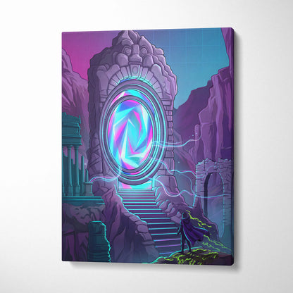 Vaporwave Portal Neon Canvas - Portal Neon Vaporwave Canvas Living Room Dreamy Mood Neon Retro Vaporwave Canvas
