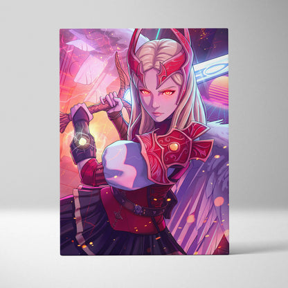 Vaporwave Neon Warrior Queen - Warrior Queen Neon Pink Living Room Wall Art Vaporwave Mystical Mood Retro Futurism