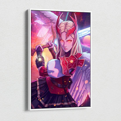 Vaporwave Neon Warrior Queen - Warrior Queen Neon Pink Living Room Wall Art Vaporwave Mystical Mood Retro Futurism