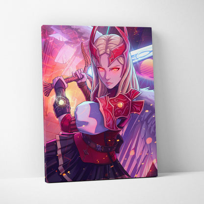Vaporwave Neon Warrior Queen - Warrior Queen Neon Pink Living Room Wall Art Vaporwave Mystical Mood Retro Futurism