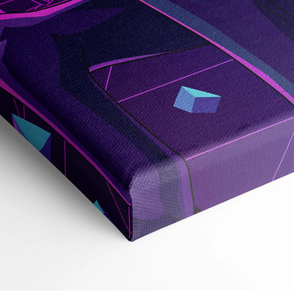 Vaporwave Neon Dragon Canvas - Dragon Neon Colors Pink Purple Living Room Vaporwave Mystical Mood Retro Futurism Canvas