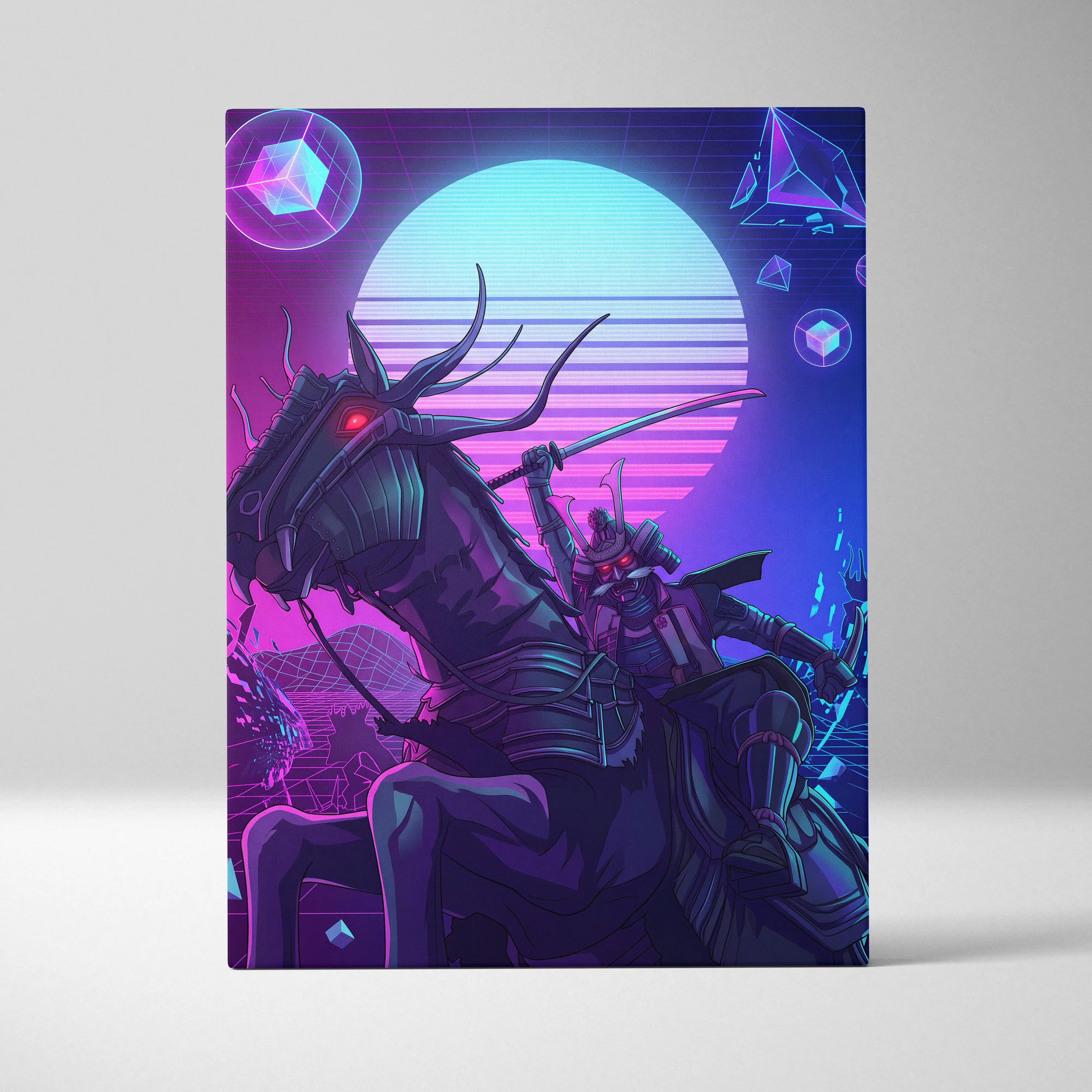 Vaporwave Neon Dragon Canvas - Dragon Neon Colors Pink Purple Living Room Vaporwave Mystical Mood Retro Futurism Canvas